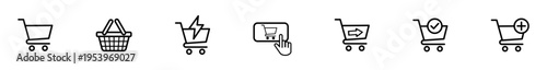 Shopping cart and basket icons for e-commerce design
