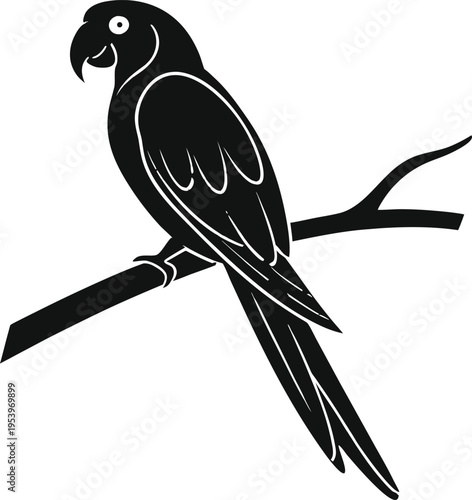 Minimalist vector silhouette of a parrot