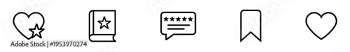Reviews favorites ratings and bookmark line icons