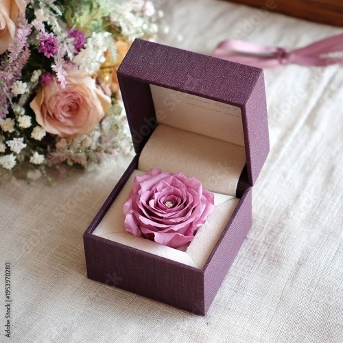A preserved rose presented in a sophisticated box, symbol of enduring affection and beauty, a perfect gift for any special moment