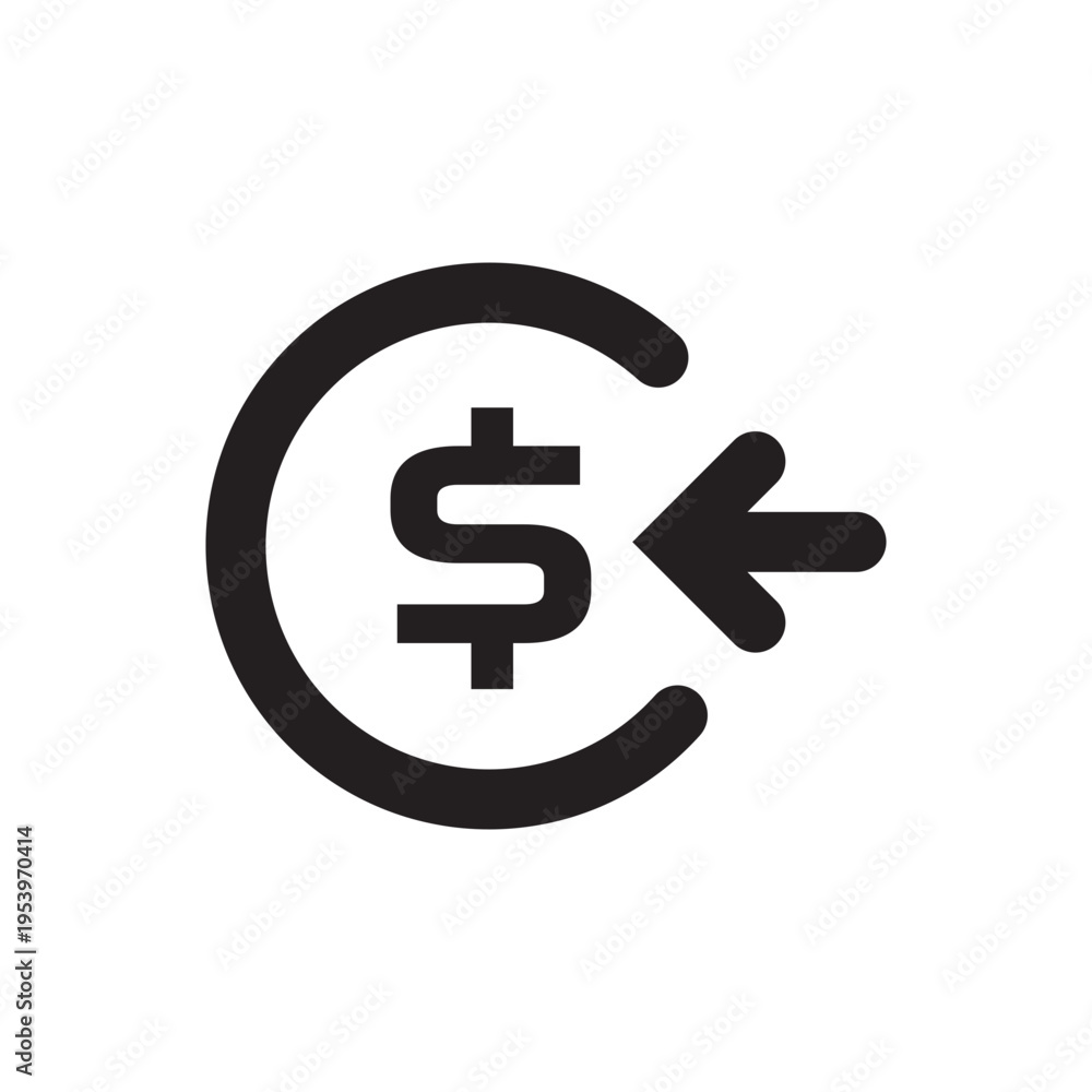 Fototapeta premium Money transfer left icon, finance line symbol, UI vector