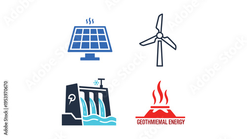 Illustration of four primary renewable energy sources