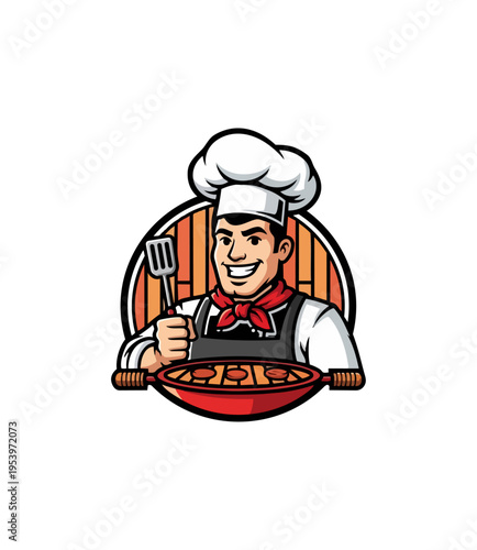 Chef preparing food illustration culinary theme cooking concept