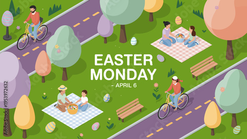 Easter monday celebrations people enjoying picnics and cycling outdoors
