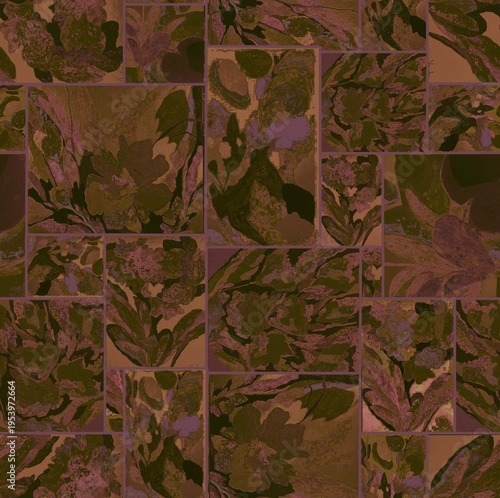 grunge background with leaves design Geometric batik creative design seamless floral pattern repeat pattern fabric print design dark brown colour background texture 