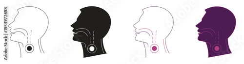 Human throat oral icon set, vector illustration.