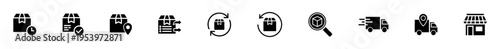 E-commerce delivery and shipping service icon set
