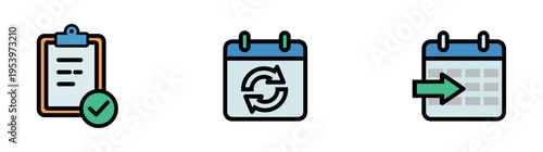 Orders management scheduling planning process icons