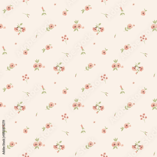 Flower pattern, ditsy Seamless floral pattern, small little flower background. Flower repeat pattern. fabric print,  surface design. Ditsy floral for home textile, wallpaper, fabric, fashion. Vector