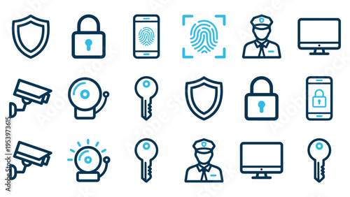 Security and Protection Line Icon Set