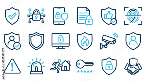 Modern Security and Privacy Line Icons Set