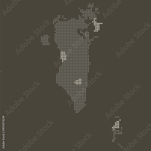 Bahrain Dotted Map in Earthy Brown and Gold Luxury Gradient Vector with Glowing Spots