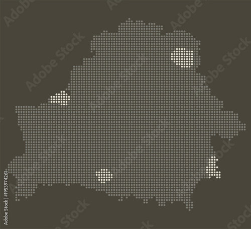Belarus Dotted Map in Earthy Brown and Gold. Luxury Gradient Vector with Glowing Spots