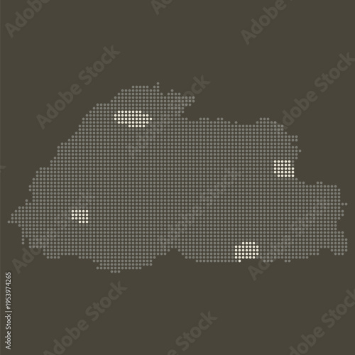 Bhutan Dotted Map in Earthy Brown and Gold Luxury Gradient Vector with Glowing Spots