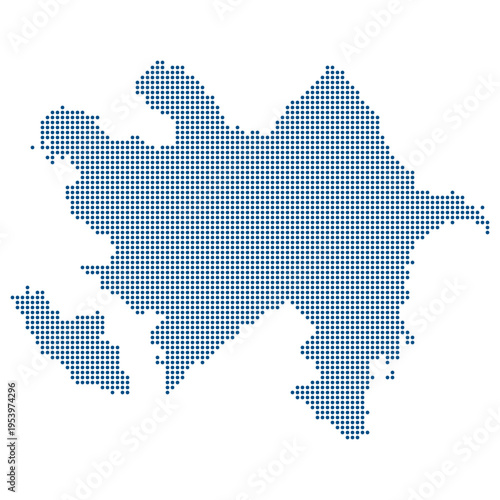 Azerbaijan Dotted Vector Map. Blue Tech Style with Transparent Background for Web and UI