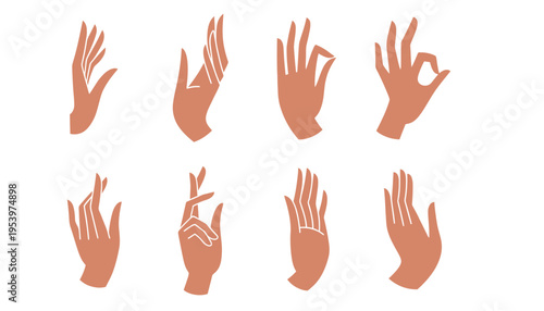 Hand gesture icons in various positions and movements