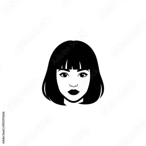 Woman Face Illustration with Bob Haircut.