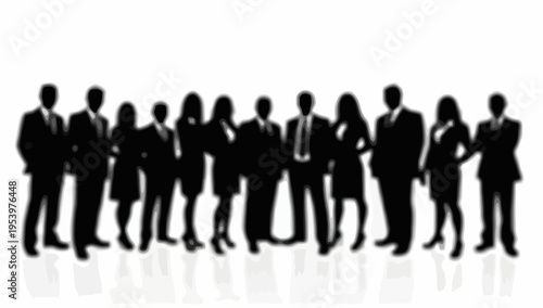 Businessman silhouettes , group of standing business men and women 
