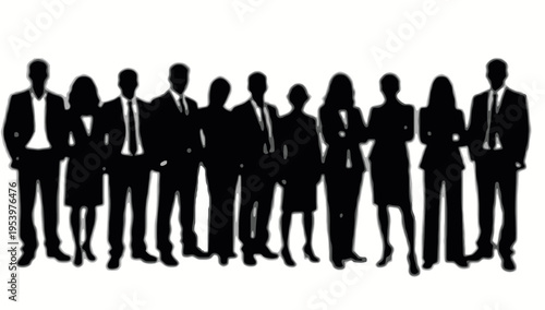 Businessman silhouettes , group of standing business men and women 
