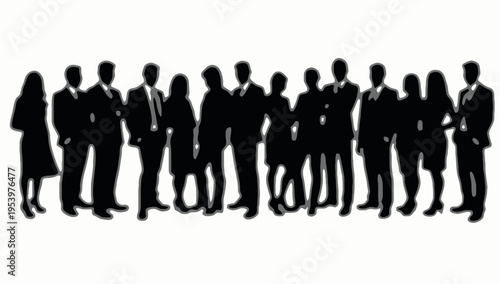 Businessman silhouettes , group of standing business men and women 

