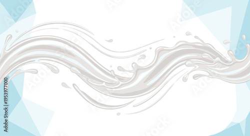 Abstract milk splash wave vector illustration with flowing liquid curves and smooth white fluid shapes modern design element for dairy backgrounds