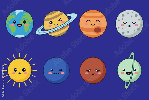 Solar System Planets Icons Set Isolated On White, Earth Saturn Jupiter Mars Vector Symbols For Kids Astronomy Science Education