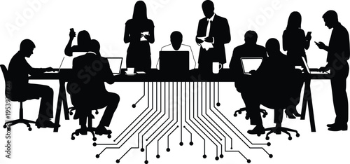 Outdoor Camping and Adventure Silhouette Set Featuring People Hiking Fishing Cooking Over Campfire Relaxing in Chairs and Setting Up Tents Under Stars