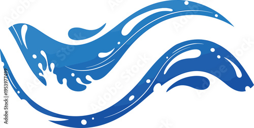 Blue water wave splash vector illustration with flowing fluid shapes modern abstract ocean design element for marine backgrounds and decoration