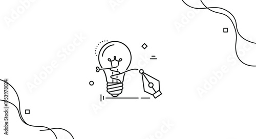 Creative light bulb with robotic arm vector illustration representing automation innovation technology and idea creation modern minimal line design