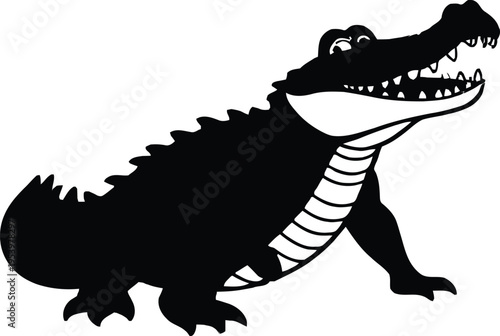 Cute cartoon a illustrator silhouette alligator