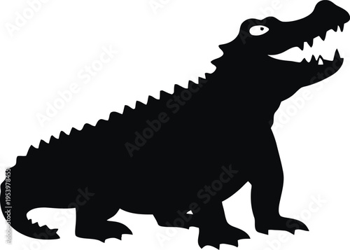 Cute cartoon a illustrator silhouette alligator