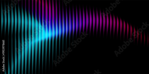 Abstract futuristic soundwave pattern, glowing neon gradient waves, smooth vertical flowing lines