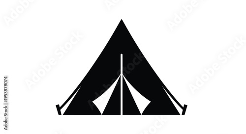 Simple black tent design against a white background a striking silhouette