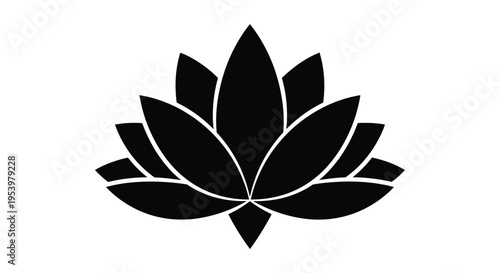 Black lotus flower design with delicate petals a striking silhouette