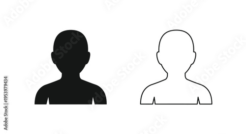 Two human head representations solid and outline a striking silhouette
