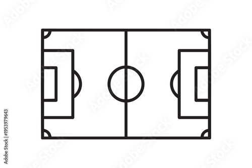 Soccer field top view vector illustration with football pitch layout and tactical diagram