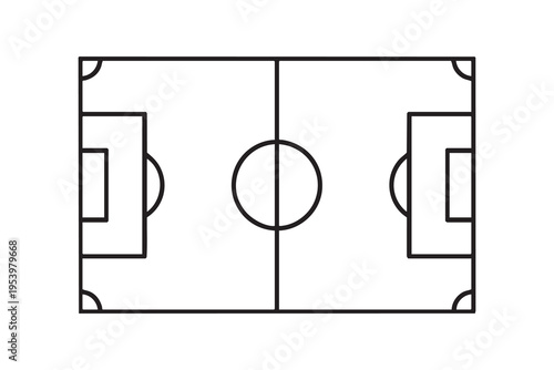 Soccer field top view vector illustration with football pitch layout and tactical diagram