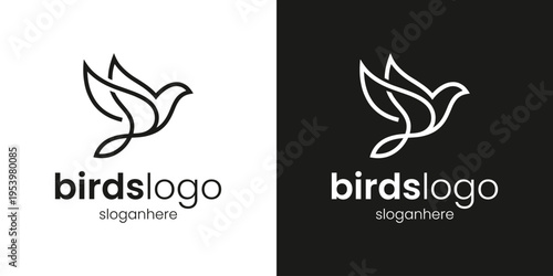 Minimalist bird logo design with a modern and elegant style.