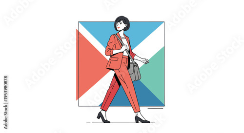 Graphic illustration of a person in a minimalist warrior yoga pose against a stylized sunrise and tranquil mountain landscape.