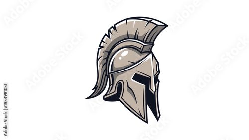 Strong and detailed illustration of a Spartan warrior helmet with a crest, representing courage, power, and ancient history.