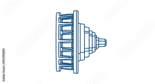 Detailed drawing of mechanical gear component.