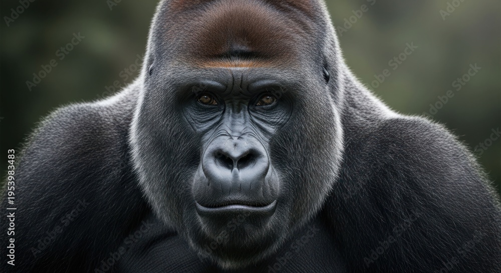 Fototapeta premium Close-up of a majestic gorilla, gazing intensely