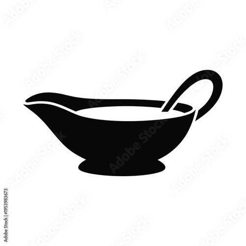 Gravy boat icon, isolated on white, representing sauces, comfort food, and holiday dining, white background
