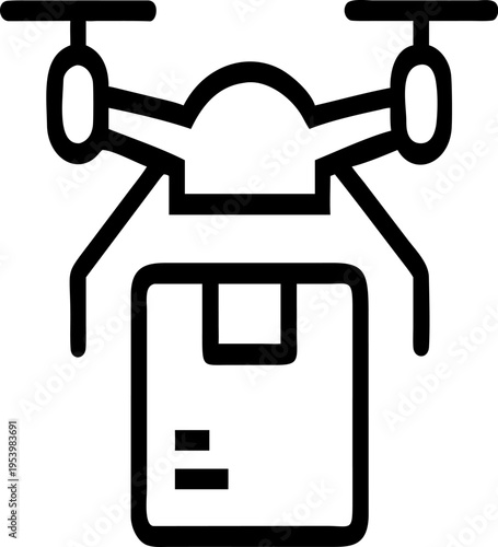 Line art icon of drone delivering package