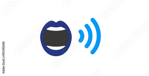 Voice communication icon flat icons set. speaking mouth, sound waves, audio signal, speech symbol, voice message, communication design, digital sound, notification alert