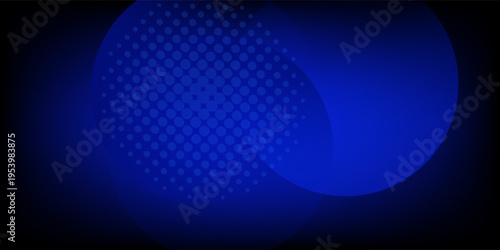Dark Blue Abstract Background with Circles and Halftone Gradient Design. Modern Trendy design in Vector Illustration eps10