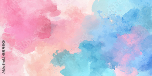 Abstract watercolor clouds painting, a soft dreamy style of multi color shades.