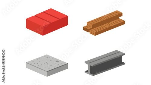 Four types of construction foundation blocks displayed in an isometric view