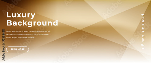 Abstract brown beige gold gradient background. Geometric shapes, glossy glow effect. Warm luminous transitions, soft line corner triangle overlays. Modern golden backdrop for banners, digital design