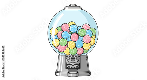 Colorful Gumball Machine Filled with Sweet Candies.